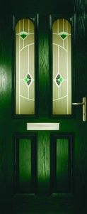 UPVC Doors Green 2 Glass Panels